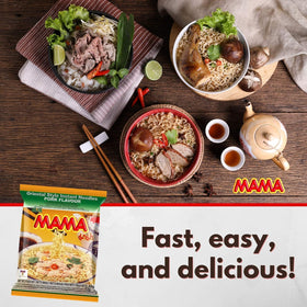 Generic Mama Pho Bo Beef flavor noodles offer savory broth