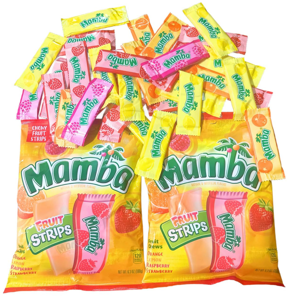 Generic Mamba Fruit Strips Bundle with orange, lemon, raspberry, and strawberry flavors for on-the-go snacking