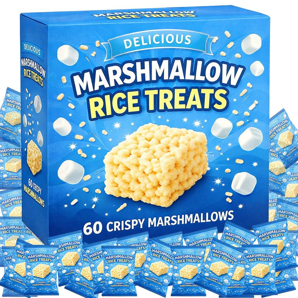 Generic Marshmallow Rice Crispy Treats 60-pack box ready for bulk party sharing