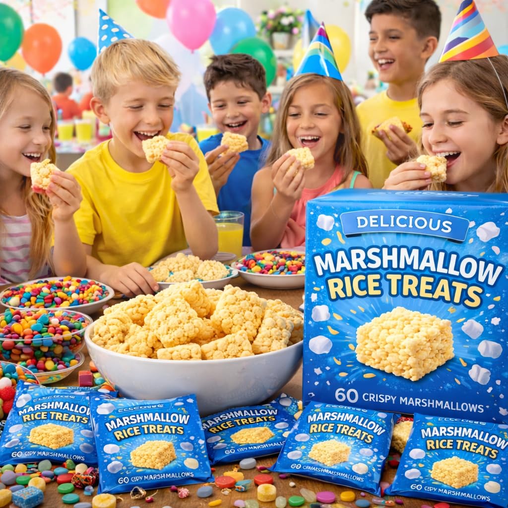 Generic Marshmallow Rice Crispy Treats individually wrapped portions for mess-free distribution at events