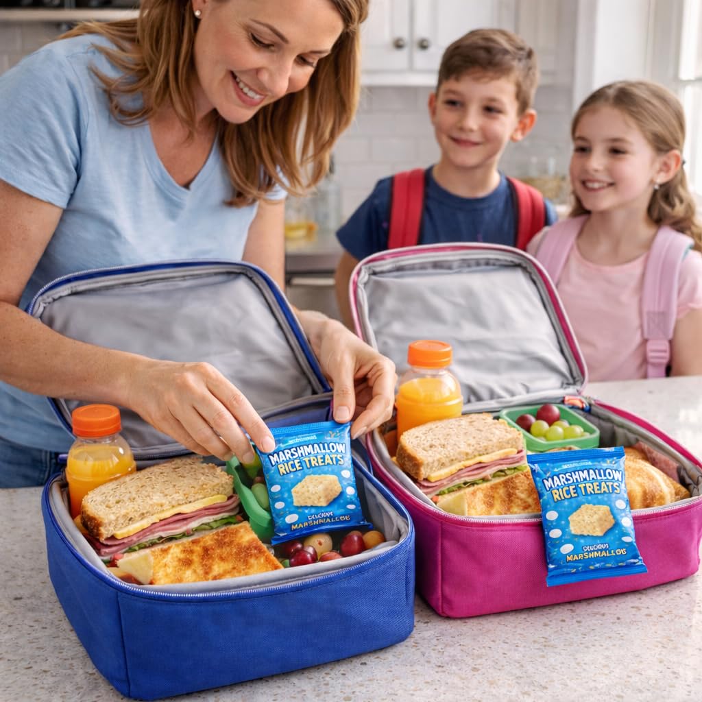 Generic Marshmallow Rice Crispy Treats in lunchboxes provide convenient everyday snacking