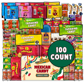 Generic Mexican Candy Mix box front view, highlighting a 100-count assortment for sharing