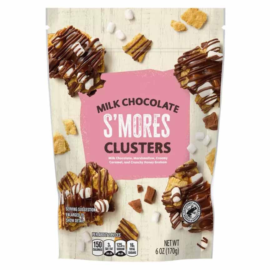 Generic Milk Chocolate S'mores Clusters bag front for on-the-go snacking.