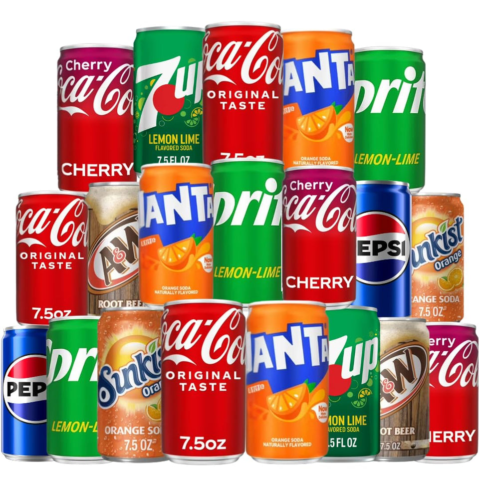 Generic Mini Soda Variety: eight flavors in a can pack, ideal for gatherings