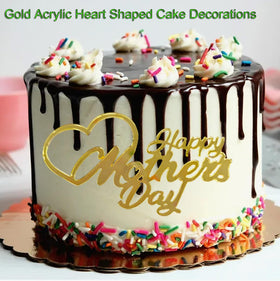 Generic Mother's Day cake topper heart gold decoration for elegant party decor.