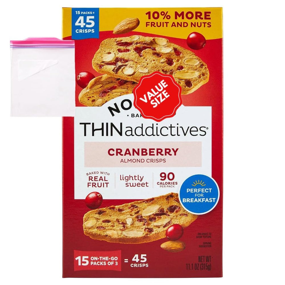 Generic Noniis Cranberry Almond Crisps bag for on-the-go snacking with real fruit.