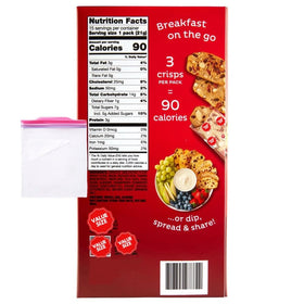 Generic Noniis Cranberry Almond Crisps ingredients panel shows almonds and cranberries.