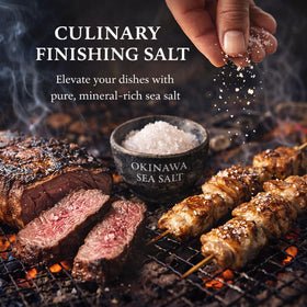Generic Okinawa Sea Salt crystal closeup highlights natural texture for finishing dishes