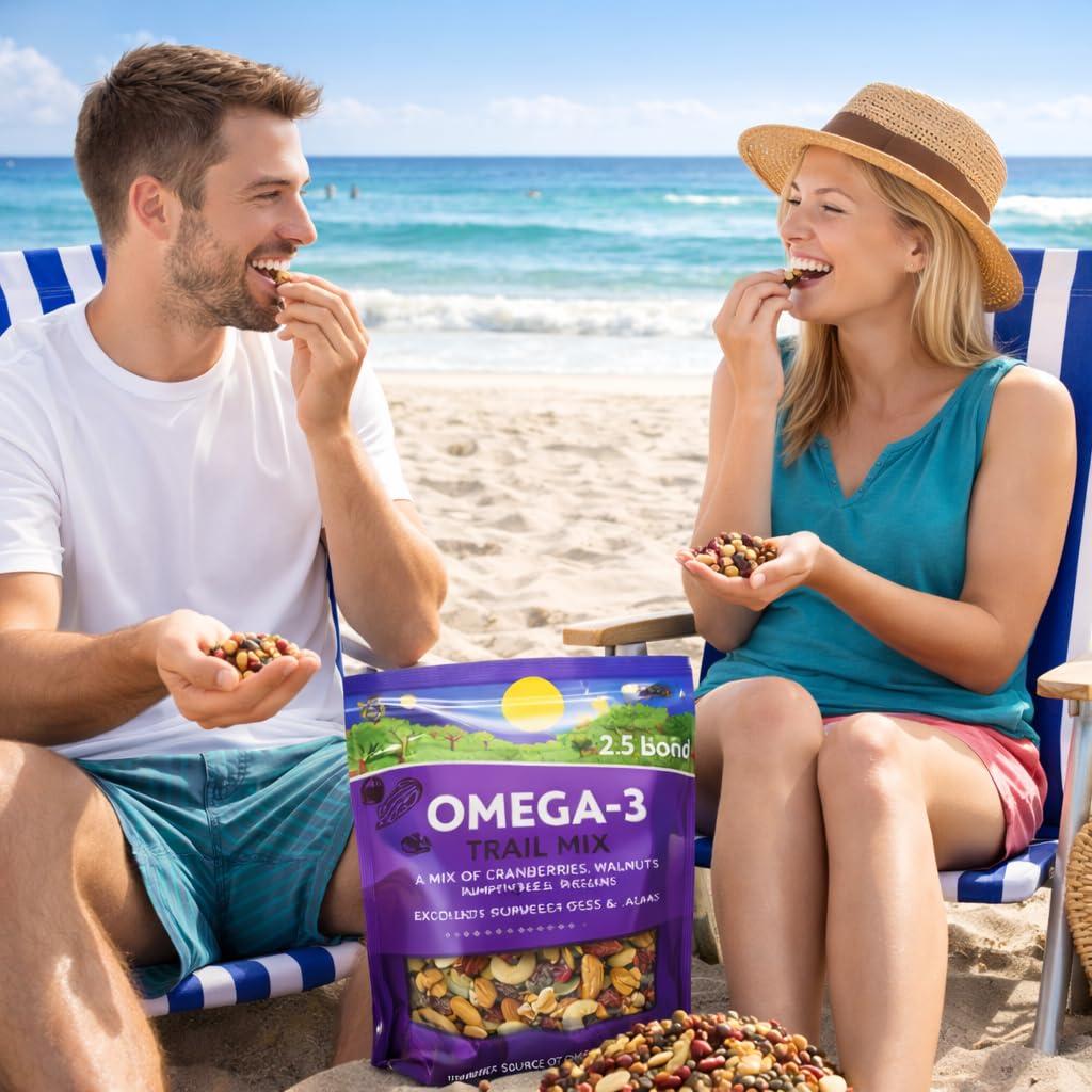 Generic Omega3 Trail Mix with pumpkin seeds fueling busy days on the go.