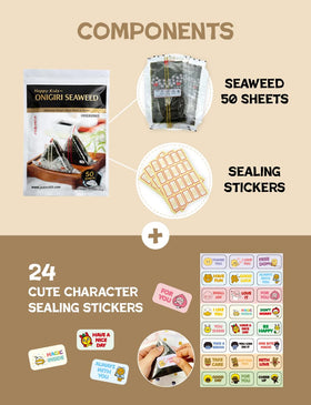 Generic onigiri wraps with sealing stickers preserve freshness and easy lunch assembly.