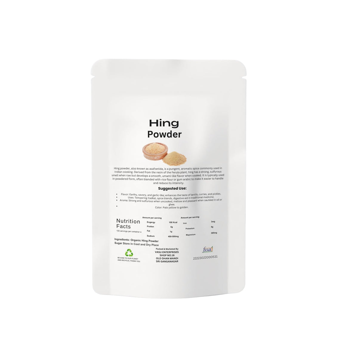 Generic Hing packaging full display highlighting gluten-free and non-GMO credentials.