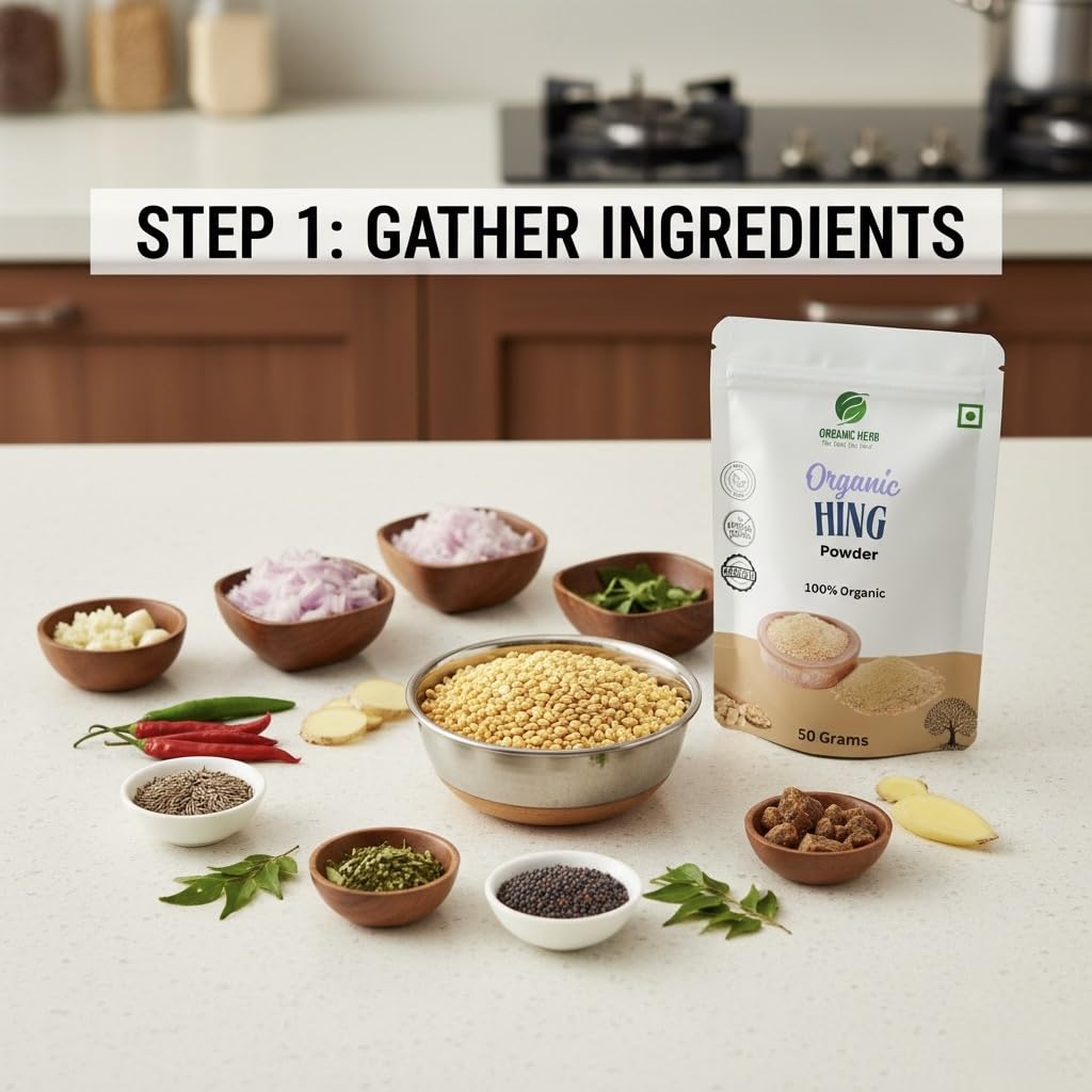 Generic Hing Powder texture closeup shows fine granules for spice blends.