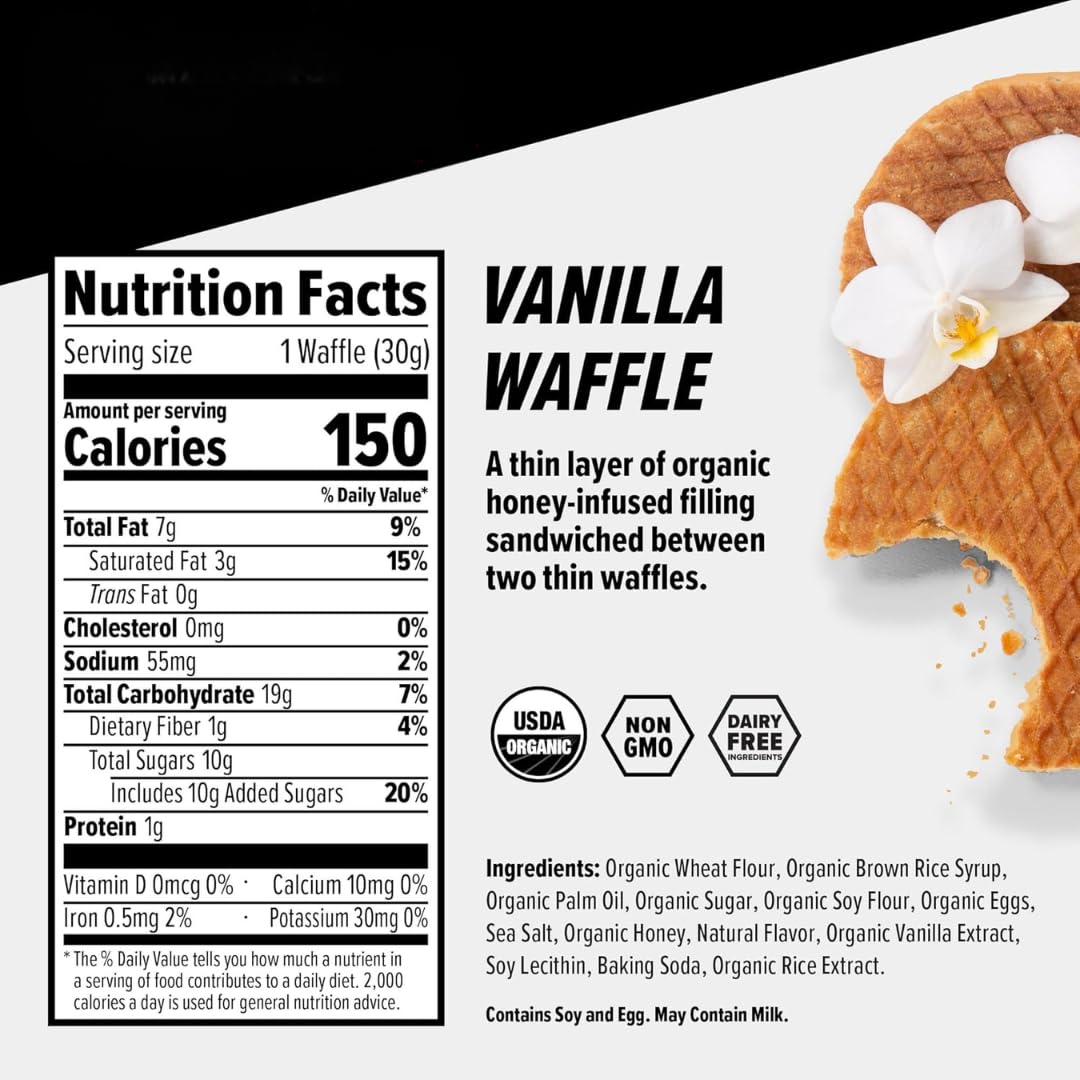 Generic Organic Honey Waffle Stroopwafels cinnamon flavor close-up for pre-workout fuel