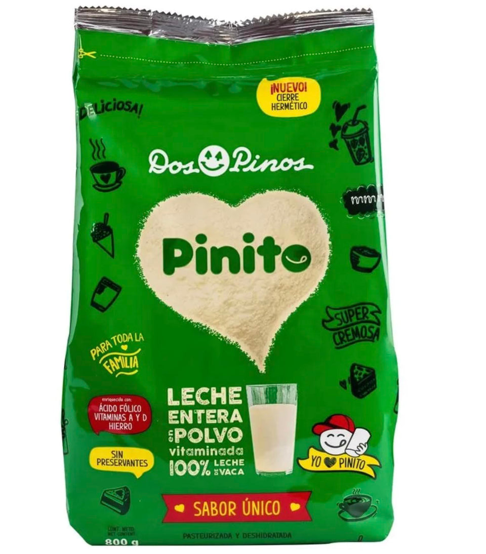 Generic Pinito tub front showing premium whole milk powder for beverages.