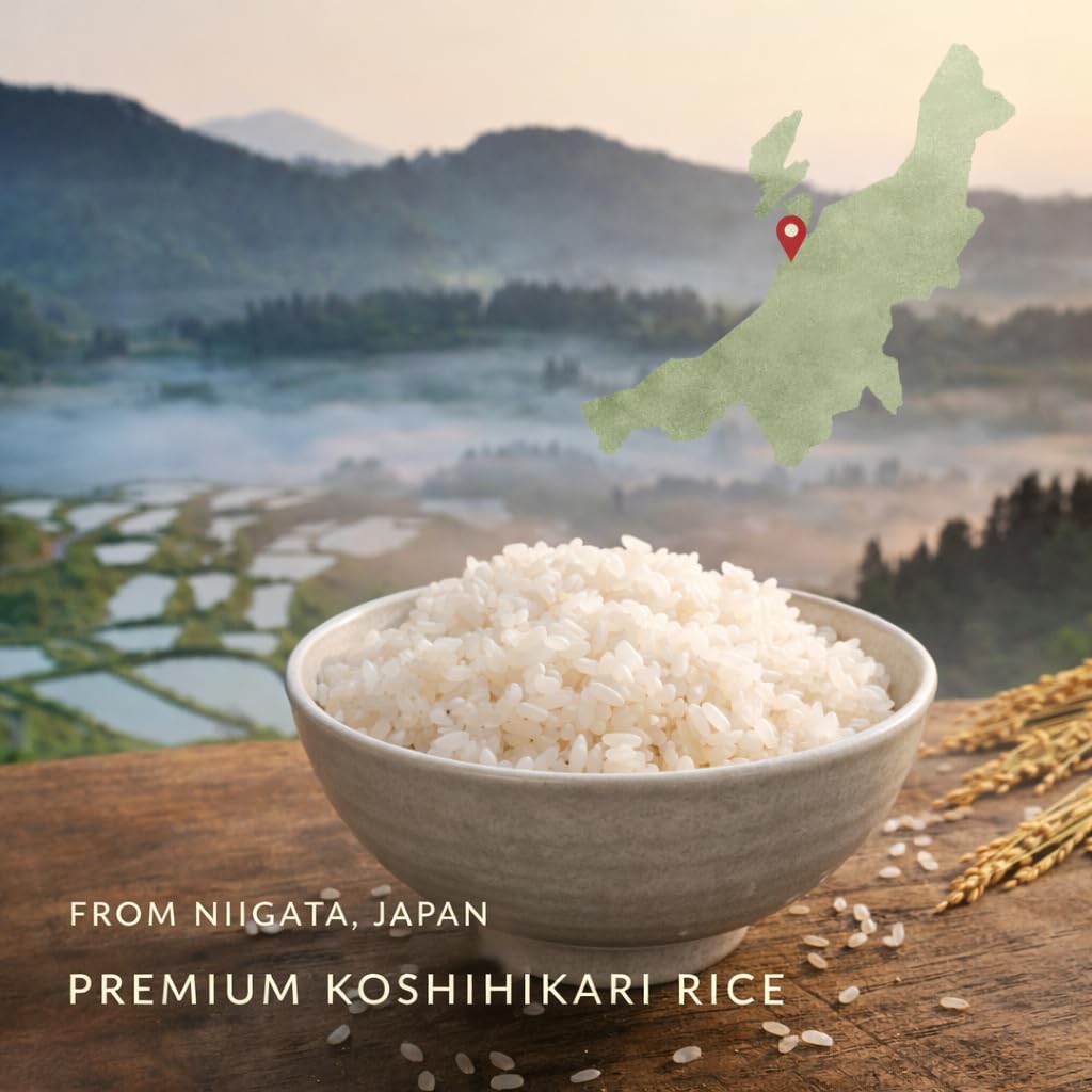 Generic Premium Koshihikari Rice Niigata onigiri preparation with glossy rice