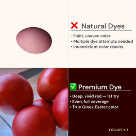 Generic protective gloves and dye table cover for mess-free Easter egg decorating.
