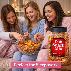 Generic Pub Snack Mix nacho bagel chips add bold bite to any party.