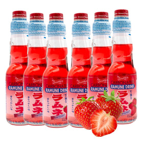 Generic Ramune strawberry marble bottle close-up, authentic Japanese design for sipping.