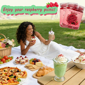 Generic raspberry topping for yogurt and oatmeal illustrating snack upgrade