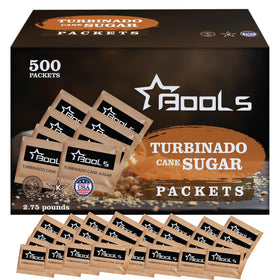 Generic raw sugar packets box display for efficient portioning in kitchens.