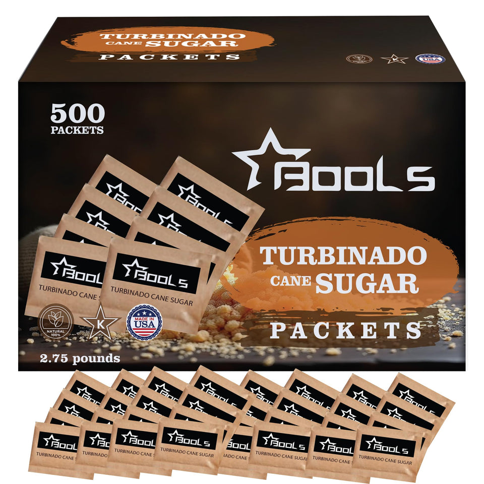 Generic raw sugar packets box display for efficient portioning in kitchens.