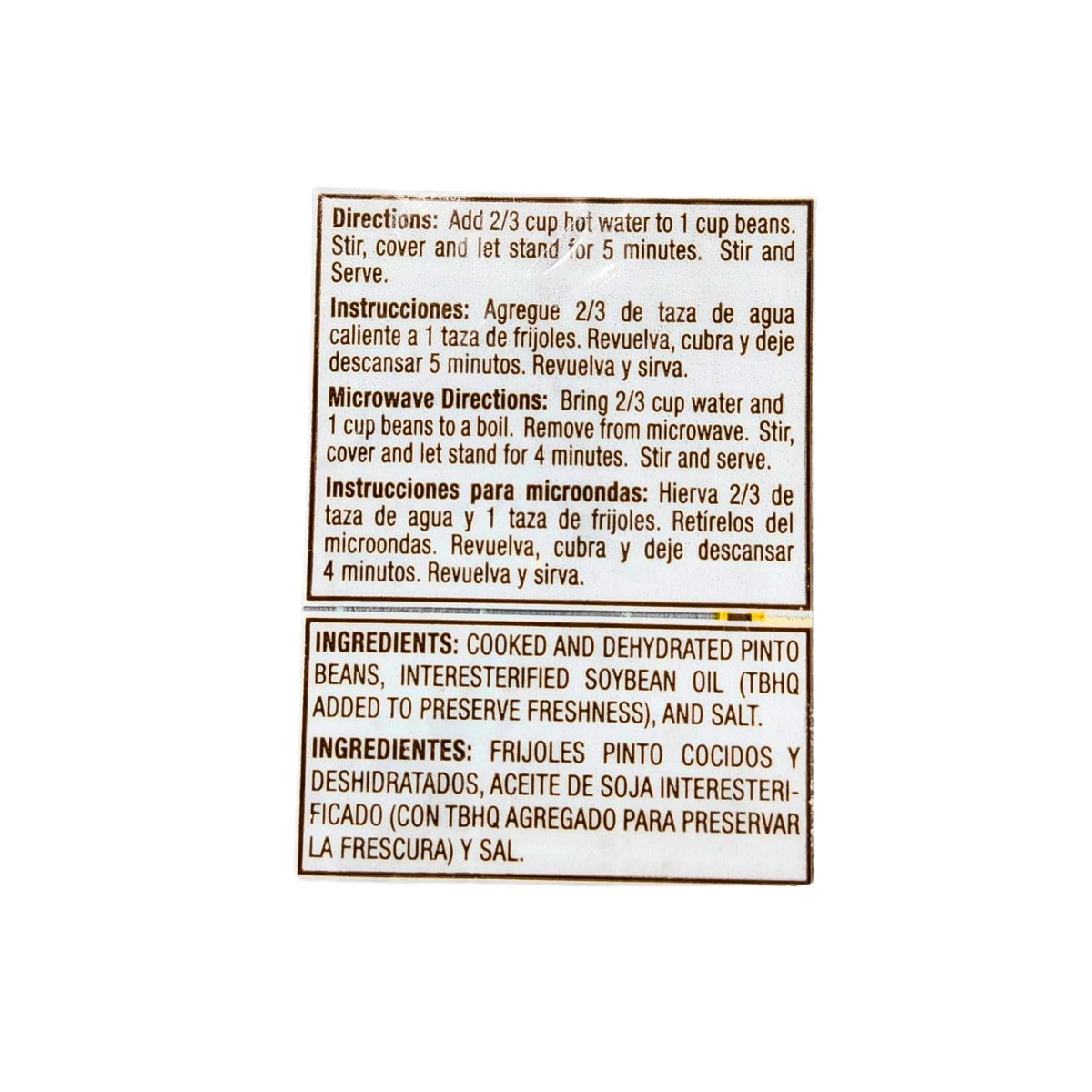 Generic Redfried Beans resealable pouch keeps freshness