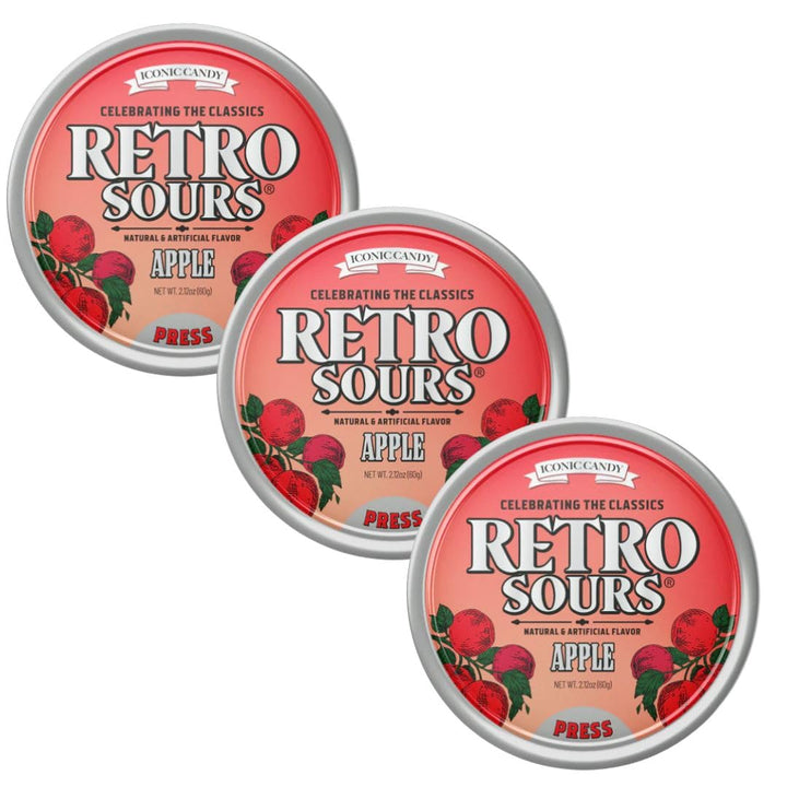 Generic Retro Sours Apple hard candy tin with tart, tangy flavor ideal for on-the-go snacking