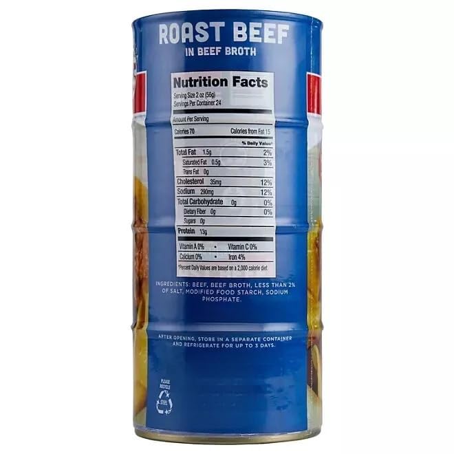 Generic roast beef in beef broth can 12oz 4-pack pantry-friendly, easy to stock and heat