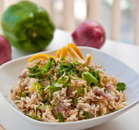 Generic Rose Hill Flavo Rice Seasoning jar closeup showing versatile kitchen use.