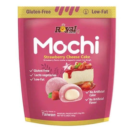 Generic Royal Family Mochi two-pack showcasing strawberry cheesecake flavor, great for sharing.