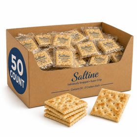 Generic Saltine Crackers bulk pack 50; convenient portions for homes, offices, and events.