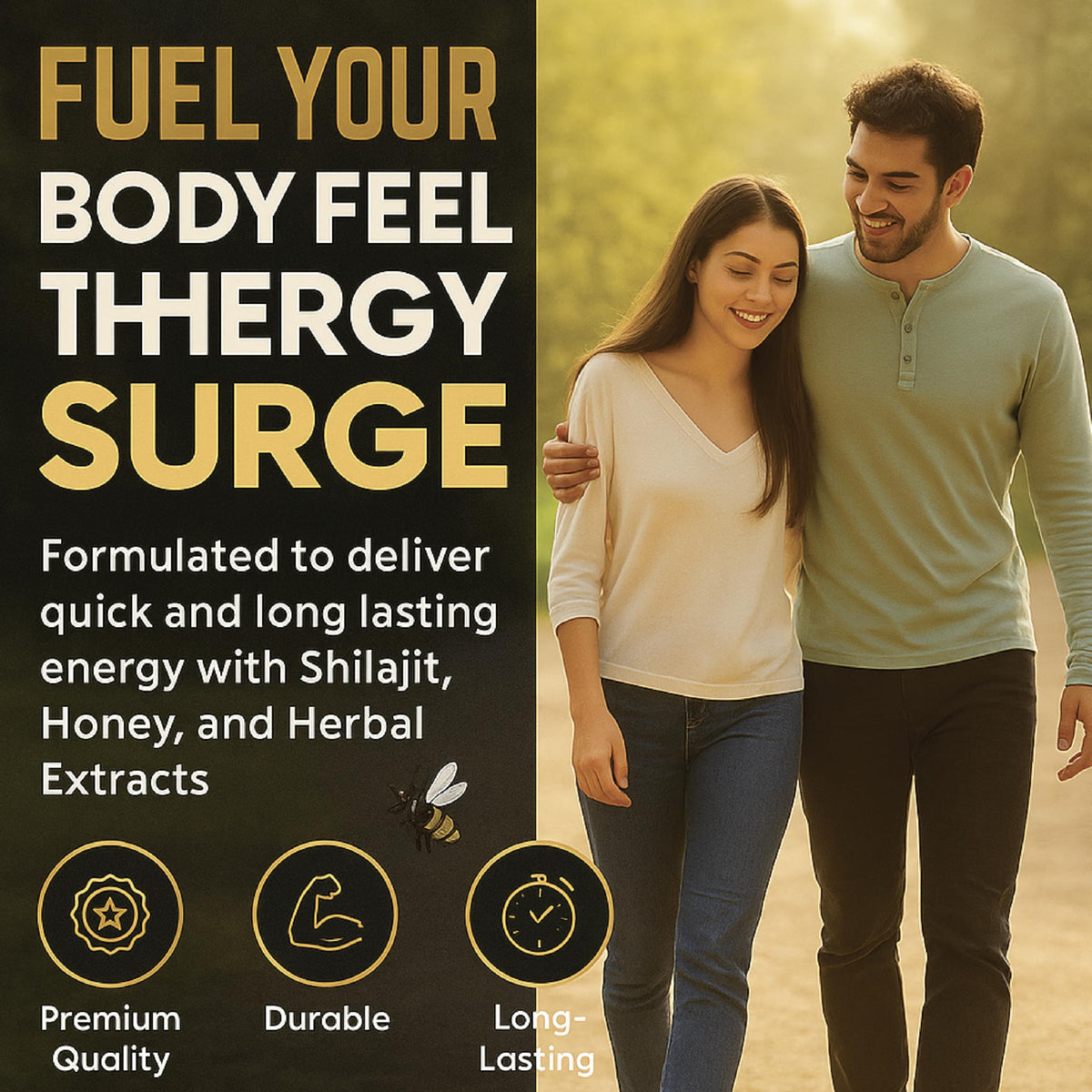 Generic Shilajit Honey herbal mix label close-up ideal for adding to tea.