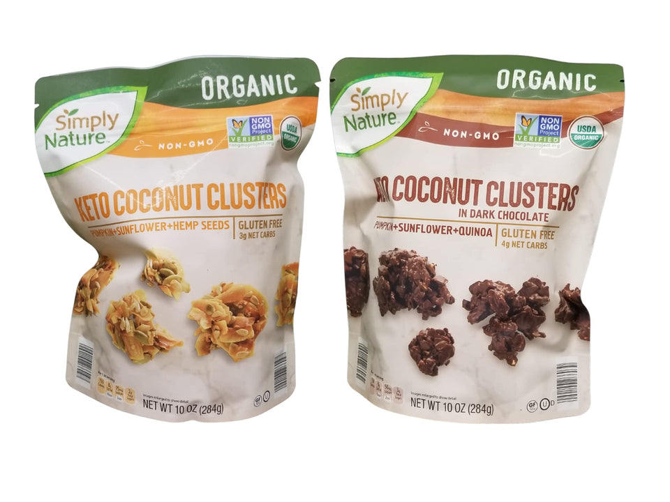 Generic Simply Nature Keto Coconut Clusters Original flavor, a keto-friendly snack with healthy fats.