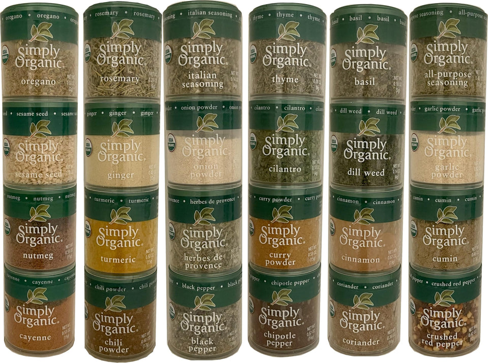 Generic Simply Organic mini Spices Gift Set with 24 flavors for creative home cooking