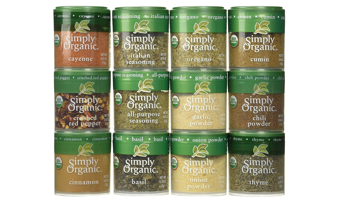 Generic Simply Organic Starter Spice Gift Set pack on kitchen shelf for quick flavor exploration.