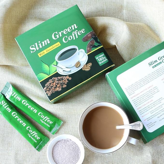 A steaming cup of Slim Green Coffee with Ganoderma for a rich aroma.