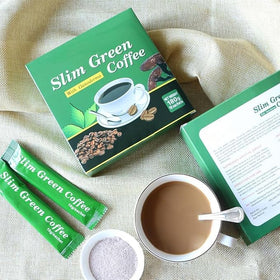 A steaming cup of Slim Green Coffee with Ganoderma for a rich aroma.