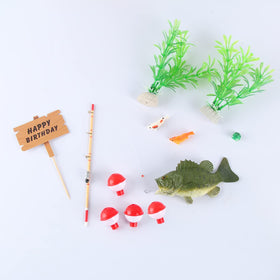 Generic small frog detail complements fishing party cake decorations