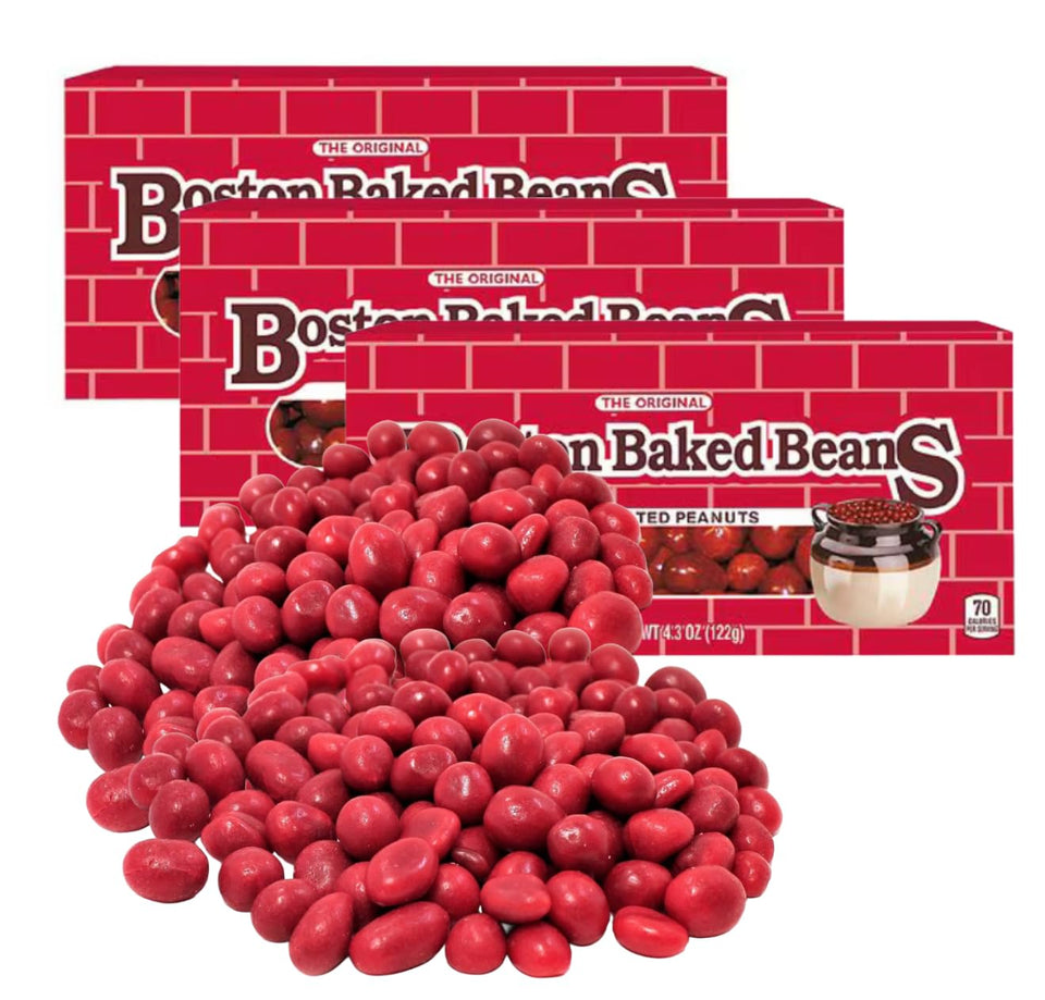 Generic Boston Baked Beans Candy 3-pack on a snack tray for movie nights.