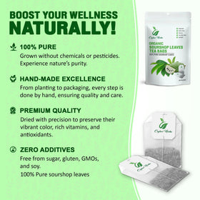 Generic Soursop Leaves Tea Bags steeping in hot water for quick, convenient brewing
