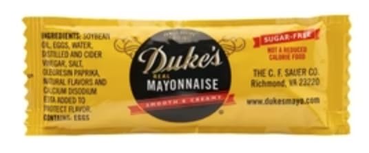 Generic sugar-free mayonnaise packets for portion-controlled meals anytime.