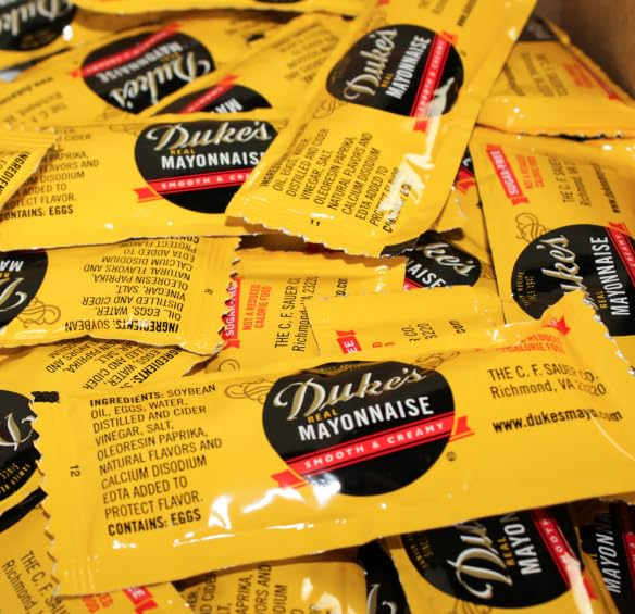 Generic sugar-free mayonnaise packets ideal for travel and on-the-go lunches.