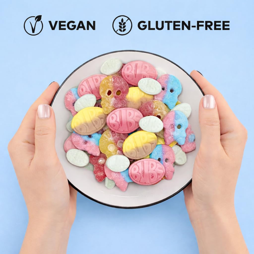 Generic SUKAR Bubs Swedish candy skulls and shapes offering vegan enjoyment