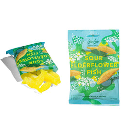 Generic Swedish Candy Sour Elderflower Bonbon pack—vegan, gluten-free snack for sharing.