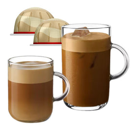 Generic Sweet Vanilla Decaffeinato pod close-up, creamy latte base ready to brew
