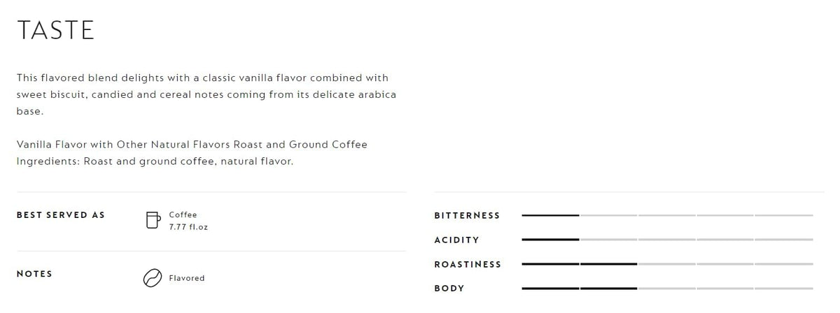 Generic Sweet Vanilla pods cup pour—balanced vanilla aroma in every cup