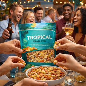 Generic Tropical Trail Mix bag resealable, keeps crunch fresh for days