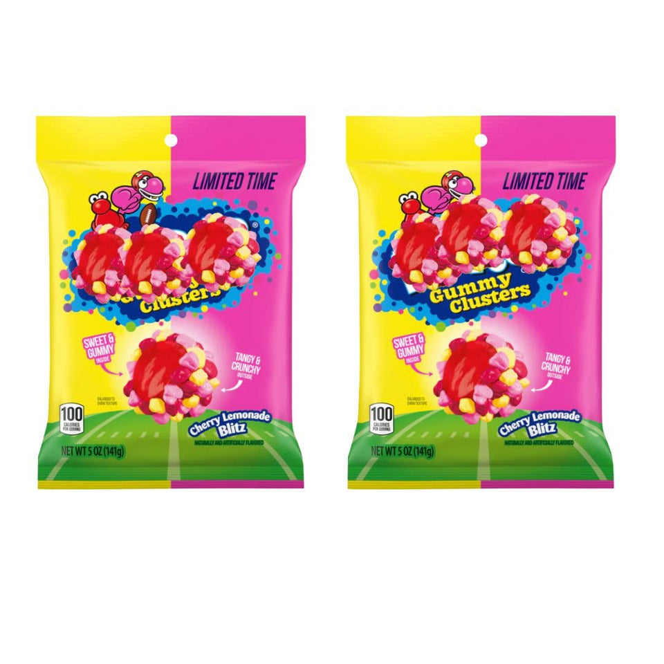 Generic two-bag Cherry Lemonade Blitz gummy clusters ready for sharing and on-the-go snacking.