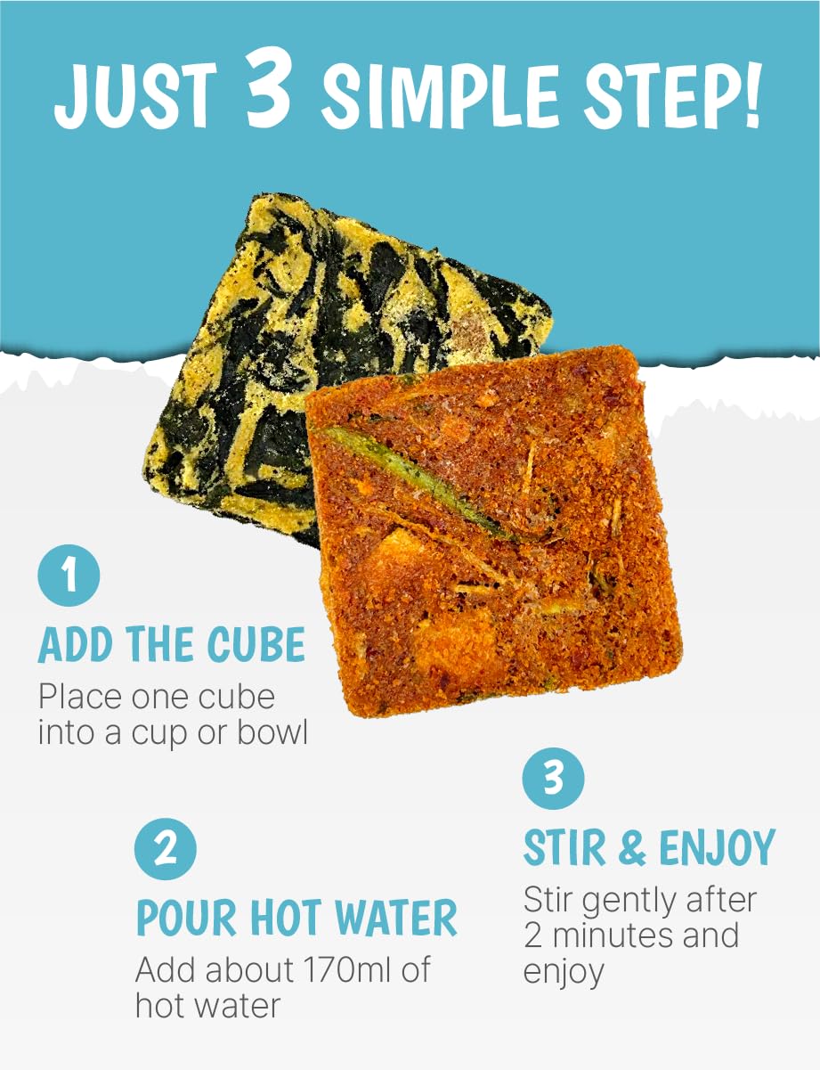 Generic two-flavors freeze-dried soup cubes for meal variety.