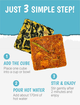 Generic two-flavors freeze-dried soup cubes for meal variety.